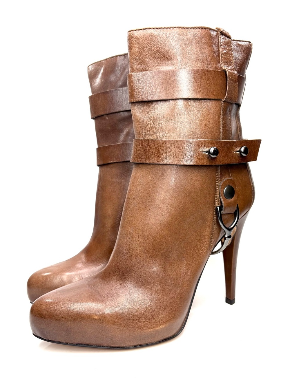 Arnold Churgin Cognac Leather Stiletto Ankle Boots | 40